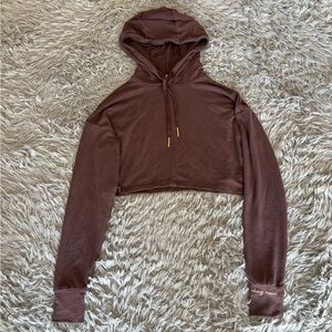 Whitney Simmons GymShark Women’s Burgundy Cropped Long Sleeve Hoodie Size Small